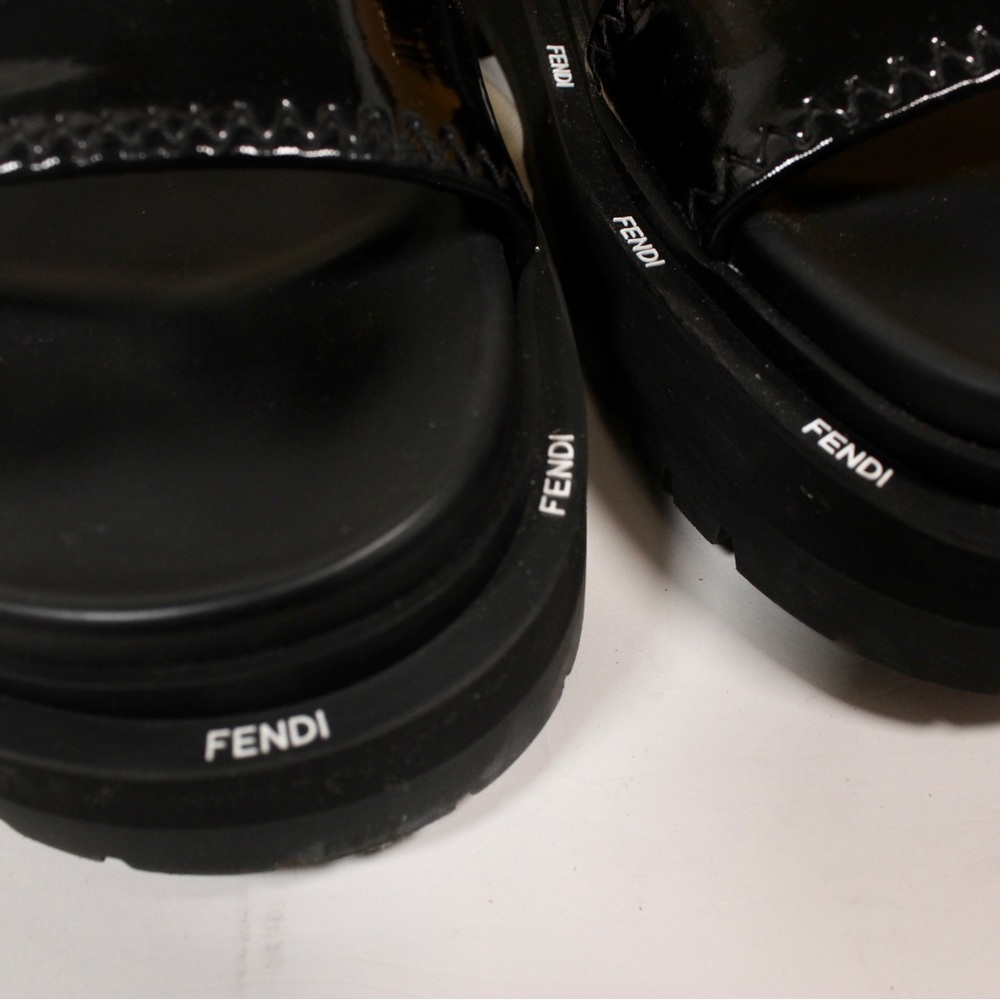Fendi FF Logo Chunky Platform Leather Sandals Authentic - Picture 7 of 9
